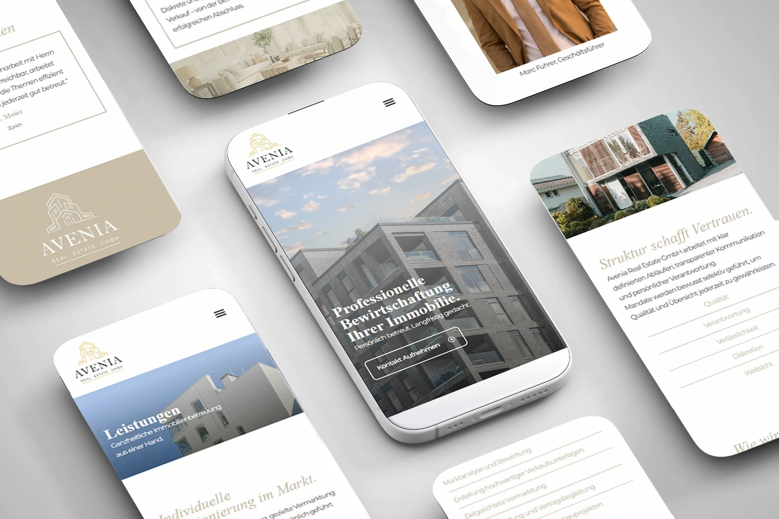 Avenia brand and responsive website mockups