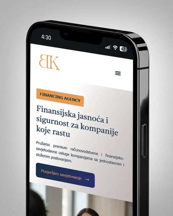 Financing website on a smartphone