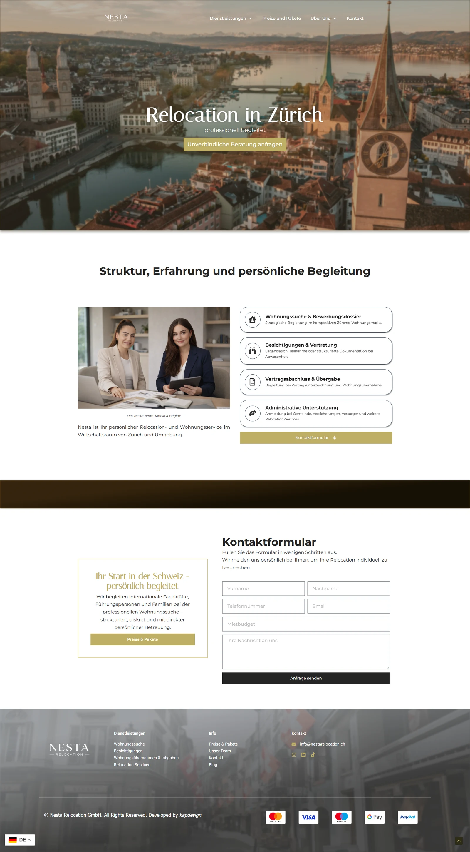 Nesta Relocation website design